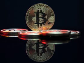 a bit coin sitting on top of a table