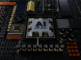 a close up of a computer motherboard with many components