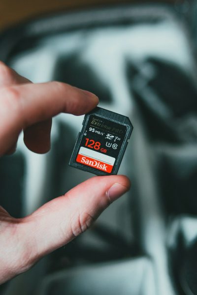 person holding black and red nintendo game cartridge