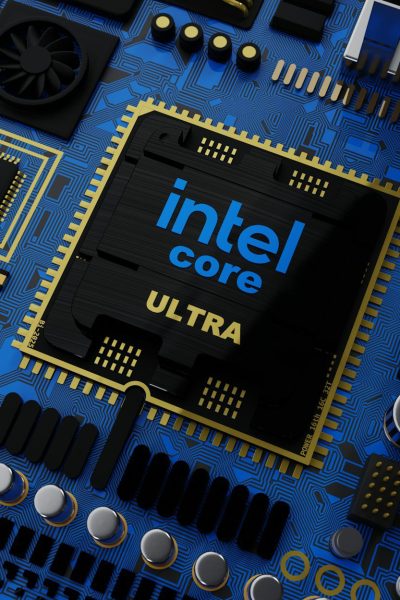 a close up of the intel core logo on a computer motherboard