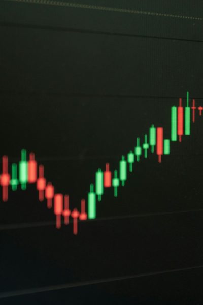 Stock chart indicates growth and potential profit.