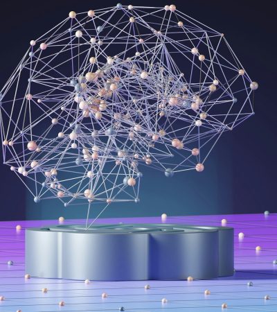 an abstract image of a sphere with dots and lines