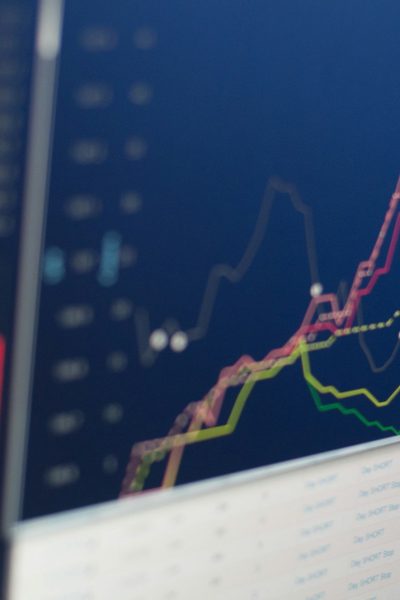 close-up photo of monitor displaying graph