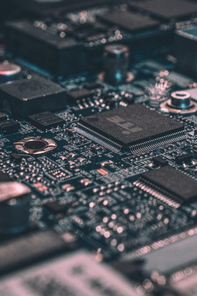 macro photography of black circuit board